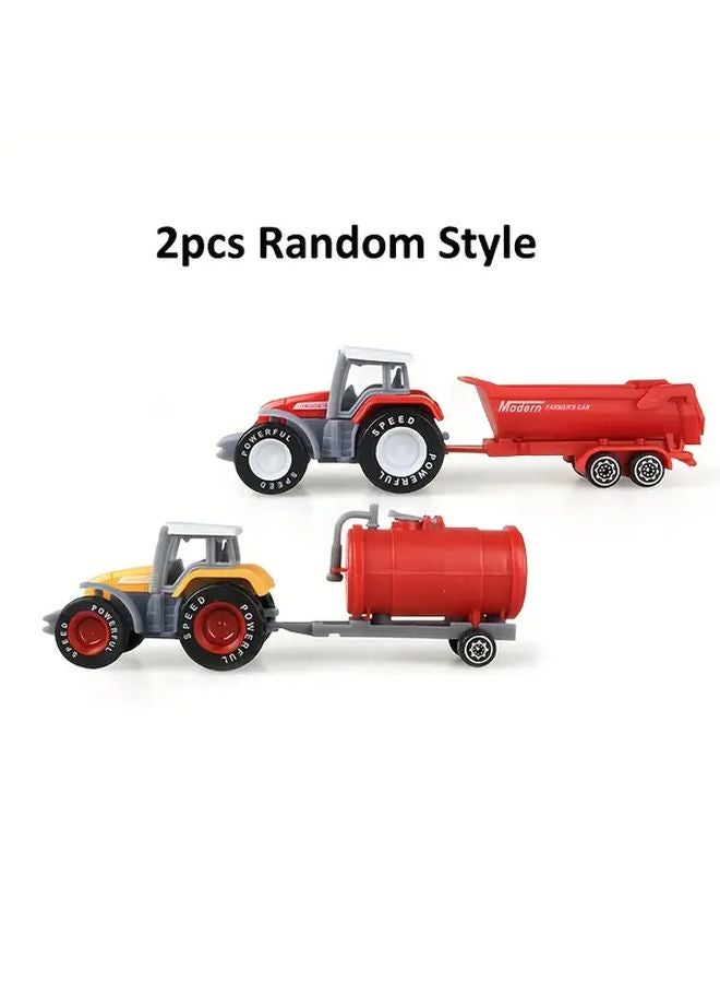 2Pcs Random Style Three In One Tractor Toy Set With Attachable Trailers No Batteries Needed - Image 1