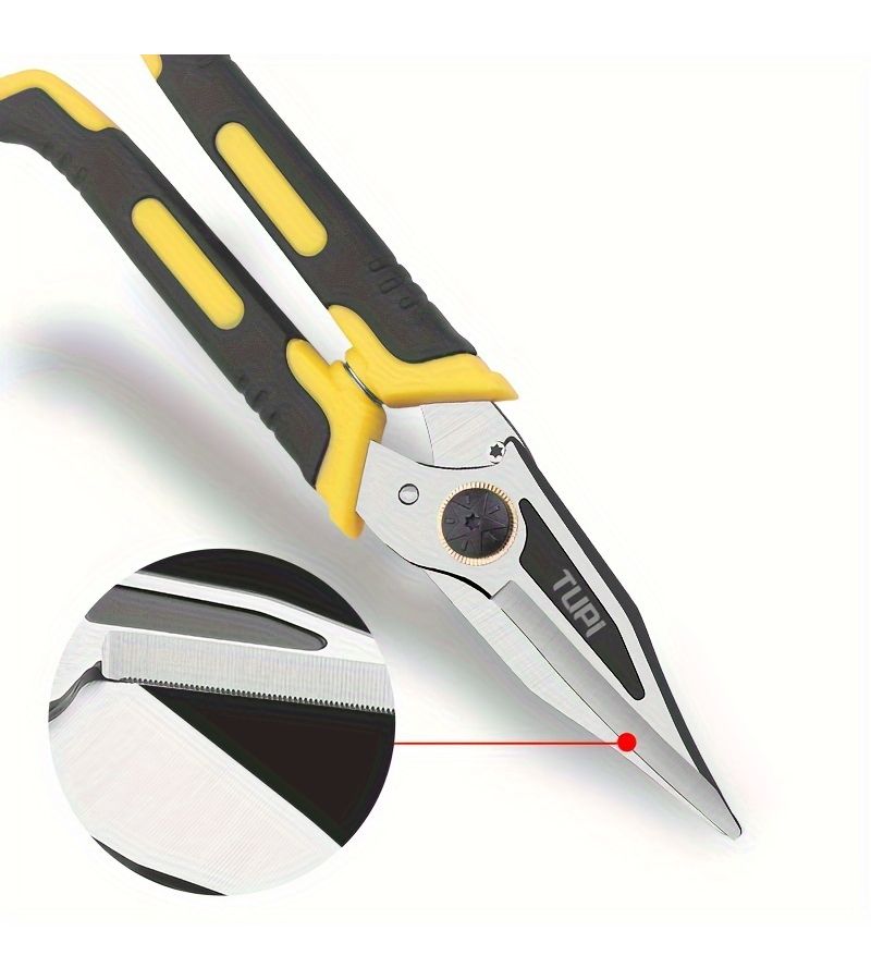 Industrial Grade Sharp And Powerful Scissors Tin Snips Stainless Steel Sheet Metal Shears Yellow Black - Image 2