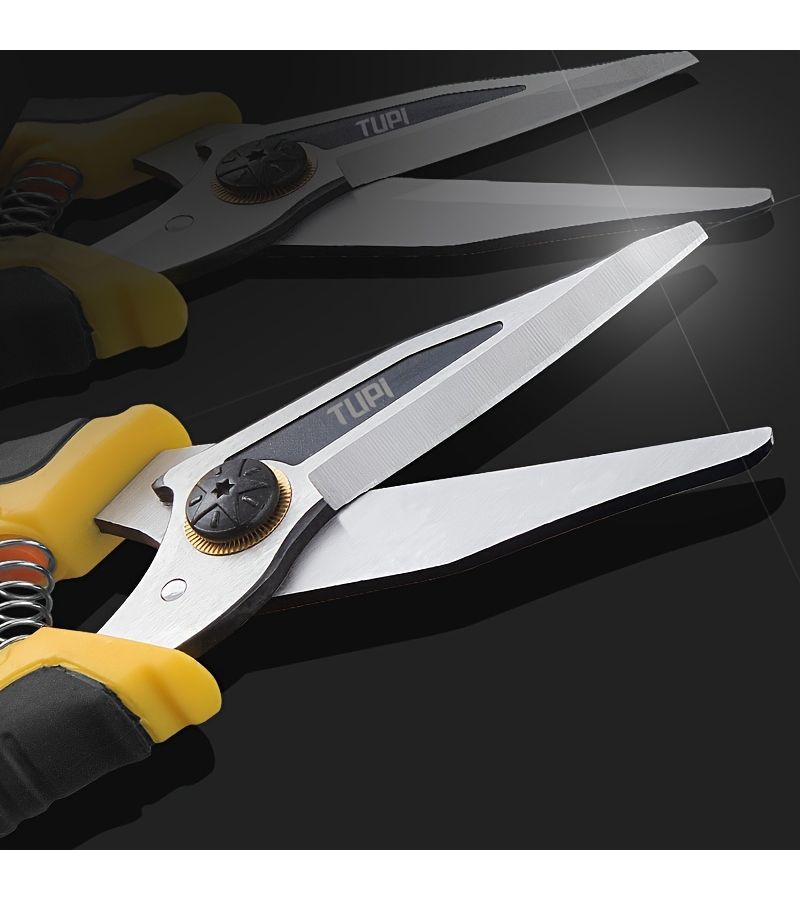 Industrial Grade Sharp And Powerful Scissors Tin Snips Stainless Steel Sheet Metal Shears Yellow Black - Image 4