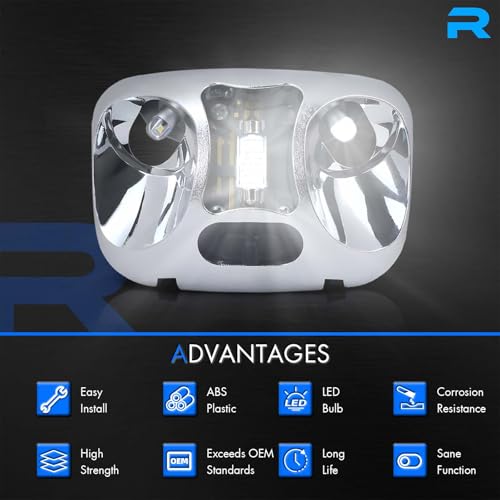 RHAOCZIYAUTO F37Z-13776-B Upgrade LED Cab Map Lamp Assembly Fit for Ford Ranger 1993-2004 Interior Roof Headliner Dome Map Light Lamp Ceiling Overhead Reading Lights Replace # F37Z13776B - Image 3