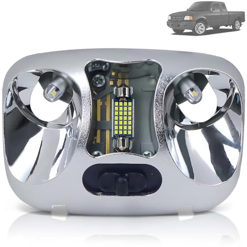 RHAOCZIYAUTO F37Z-13776-B Upgrade LED Cab Map Lamp Assembly Fit for Ford Ranger 1993-2004 Interior Roof Headliner Dome Map Light Lamp Ceiling Overhead Reading Lights Replace # F37Z13776B - Image 1