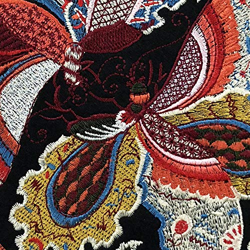 FEEPOP Chinese Famous Ethnic Embroidery Cloth Sticking Round Big Bird and Butterfly Flower Picture Back Glue Clothing Bag Accessory Embroidery Sticking Cloth(Color 2) - Image 4