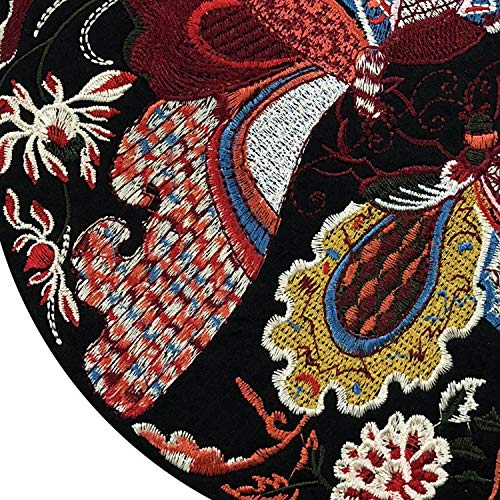 FEEPOP Chinese Famous Ethnic Embroidery Cloth Sticking Round Big Bird and Butterfly Flower Picture Back Glue Clothing Bag Accessory Embroidery Sticking Cloth(Color 2) - Image 5