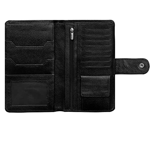 ABYS Genuine Leather Women Clutch||Passport Cover||Cheque Book Case||Passport Holder||Card Holder||Travel Wallet with Button Closure (Black) - Image 5