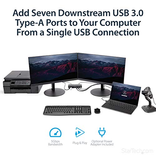 Startech.com StarTechcom 7 Port USB 30 Hub Up To 5 Gbps 7 x USB Universal Multi Port USB Extender for Your Desktop USB Powered ST7300USB3B - Image 3