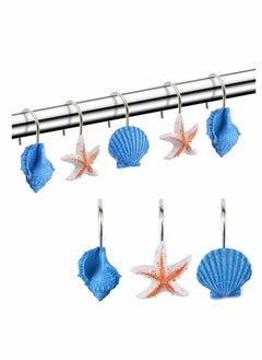 Excefore Seashell Shower Curtain Hooks, Anti Rust Decorative Resin Hooks for Bathroom, Baby Room, Bedroom, Living Room Decor 12Pcs  - Image 1