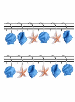 Excefore Seashell Shower Curtain Hooks, Anti Rust Decorative Resin Hooks for Bathroom, Baby Room, Bedroom, Living Room Decor 12Pcs  - Image 3