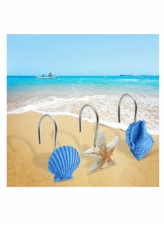 Excefore Seashell Shower Curtain Hooks, Anti Rust Decorative Resin Hooks for Bathroom, Baby Room, Bedroom, Living Room Decor 12Pcs  - Image 2