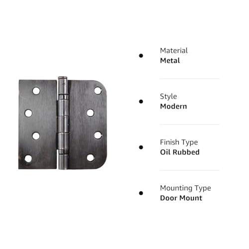 Hinge Outlet 4 Inch with 5/8 Inch Square Radius Ball Bearing Door Hinges, Heavy-Duty Steel, Removable Pin (Oil Rubbed Bronze, 2 Pack) - Image 4