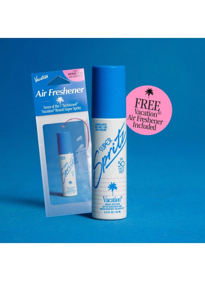 VACATION - Vacation Super Spritz SPF 50 Sunscreen Face Mist + Air Freshener Bundle, Daily Face Sunscreen Spray, SPF Face Spray, Sunscreen Spray for Face, Face Mist Sunscreen, 2.2 fl. Oz. - Image 1