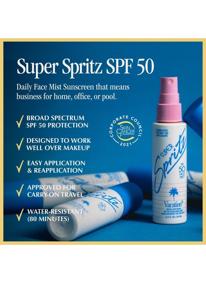 VACATION - Vacation Super Spritz SPF 50 Sunscreen Face Mist + Air Freshener Bundle, Daily Face Sunscreen Spray, SPF Face Spray, Sunscreen Spray for Face, Face Mist Sunscreen, 2.2 fl. Oz. - Image 1