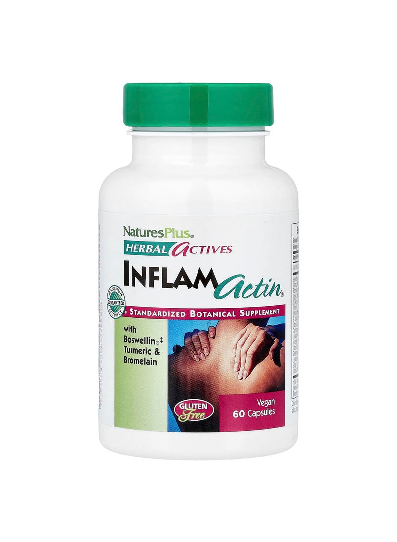NaturesPlus Herbal Actives, InflamActin, 60 Vegan Capsules