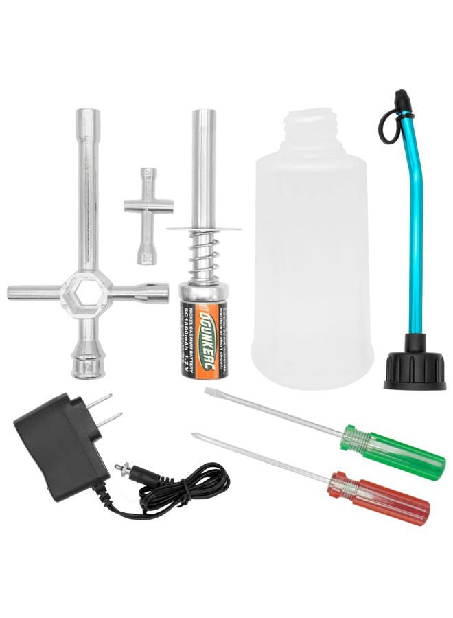 OGUNKE RC Nitro Starter Glow Plug Igniter Charger Tools Fuel Bottle Combo for Traxxas Redcat HSP Nitro Powered 1/8 1/10 RC Car - Image 1