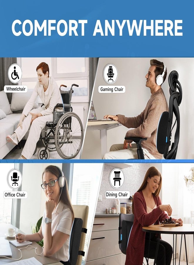 QUTOOL Lumbar Support Pillow for Office Chair, College Dorm Room Essentials, Memory Foam, Lower Back Support for Car, Back Pain Relief, Back Cushion for Chair with Adjustable Strap and Mesh Washable Cover - Image 4