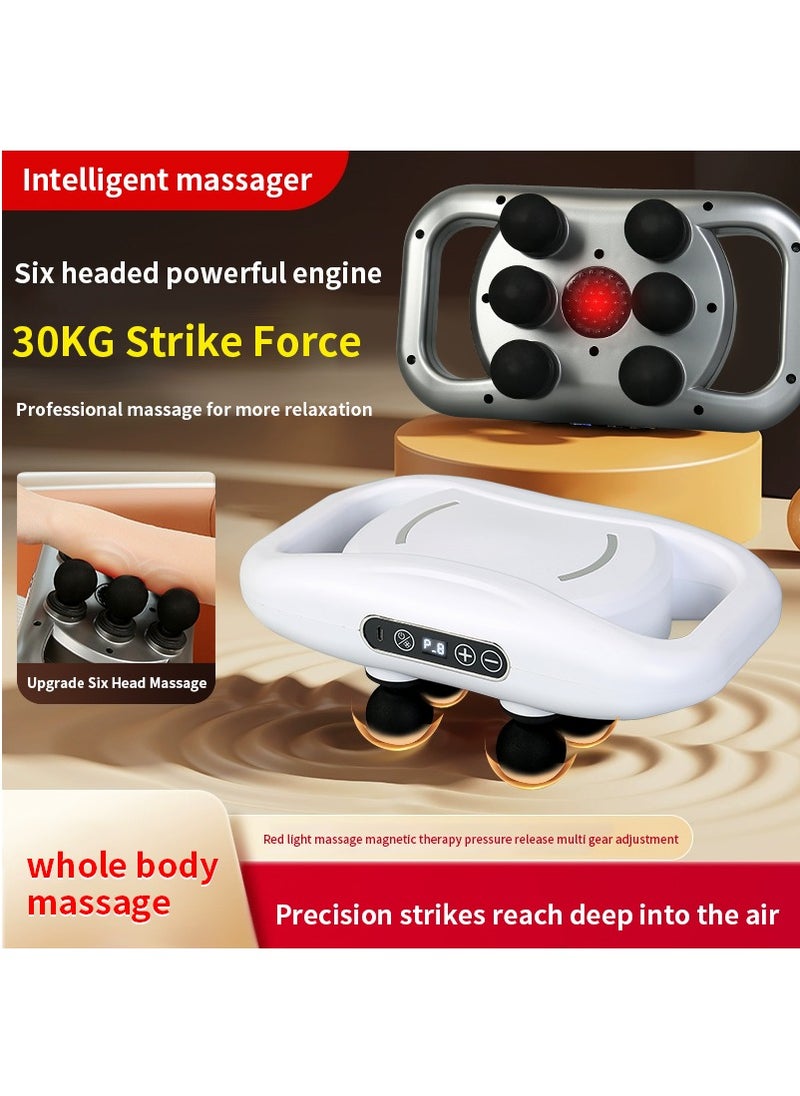 MileMelo 6 Head Fascia Gun Muscle Massager Gun High Frequency Back Waist Massage Machine Body Shoulder Professional Fascia Massage Gun (Black)  - Image 3