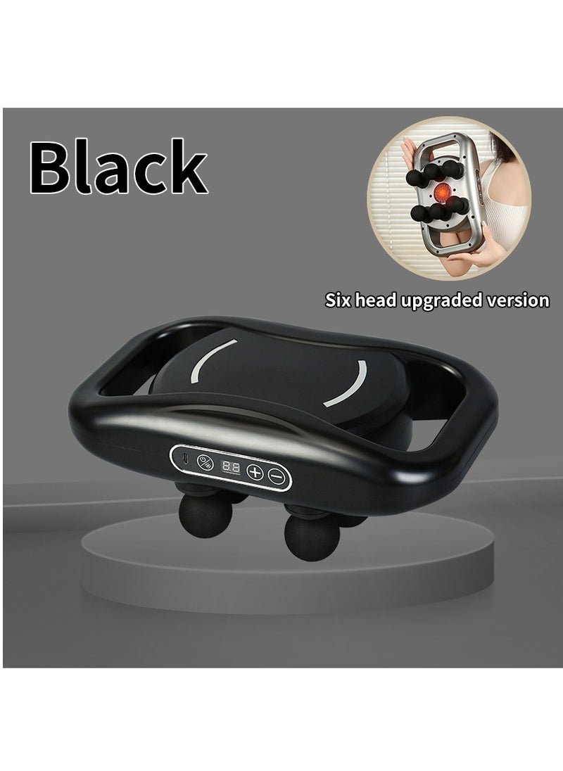 MileMelo 6 Head Fascia Gun Muscle Massager Gun High Frequency Back Waist Massage Machine Body Shoulder Professional Fascia Massage Gun (Black)  - Image 2