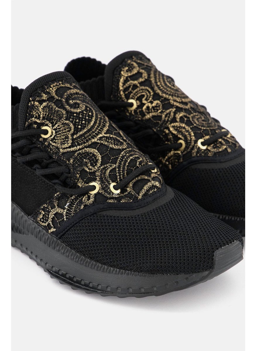 PUMA - Women TSUGI Shinsei Mesh Lace Shoes, Black and Gold - Image 1