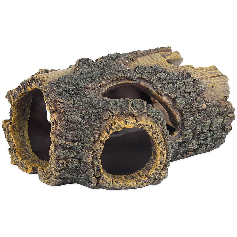 Uniclife Resin Hollow Tree Trunk Betta Log Aquarium Decorations Ornament Fish House Cave Wood House Decor for Small and Medium Fish Tank - Image 1