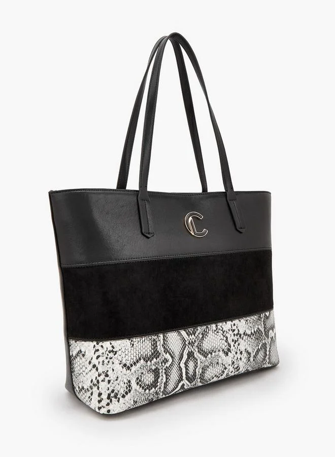 لو كونفورت Animal Print Tote Bag With Zip Closure