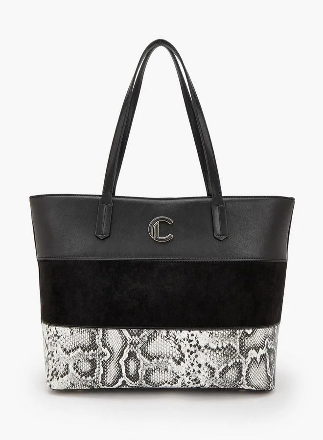 لو كونفورت Animal Print Tote Bag With Zip Closure