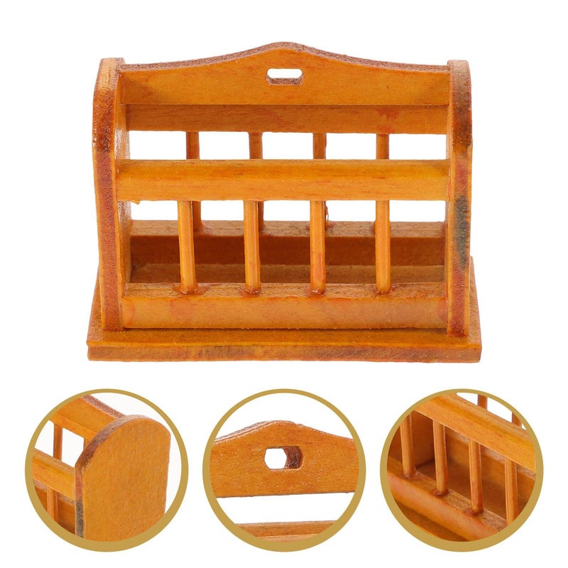 Miniature Wood Basket Dollhouse Furniture Accessories DIY Storage Decor - Image 4