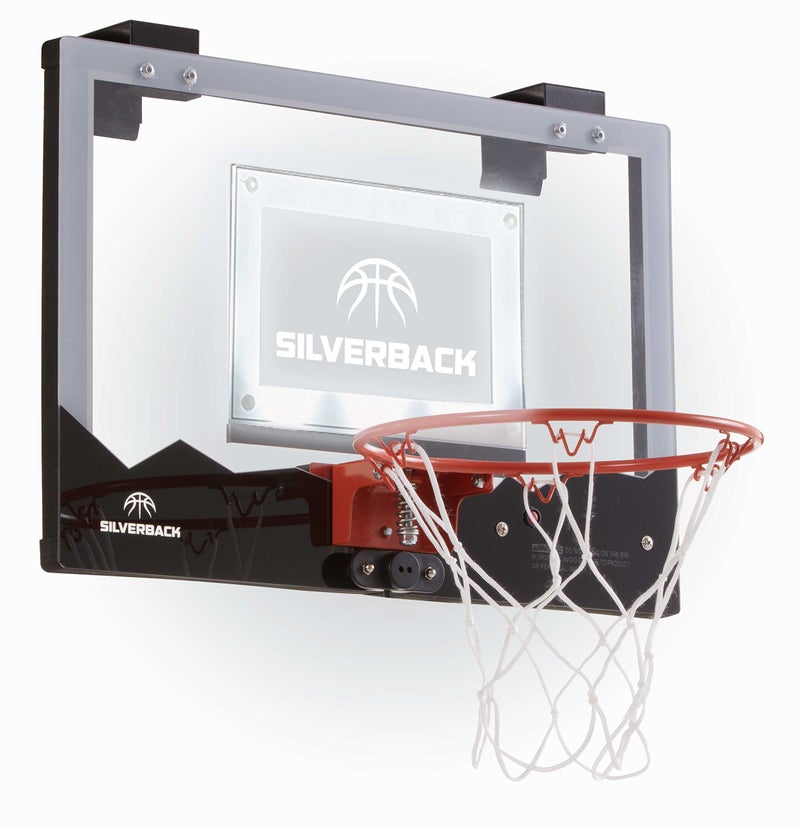 Silverback 23 LED LightUp Over the Door Mini Basketball Hoop Includes Mini Basketball and Air Pump  Black