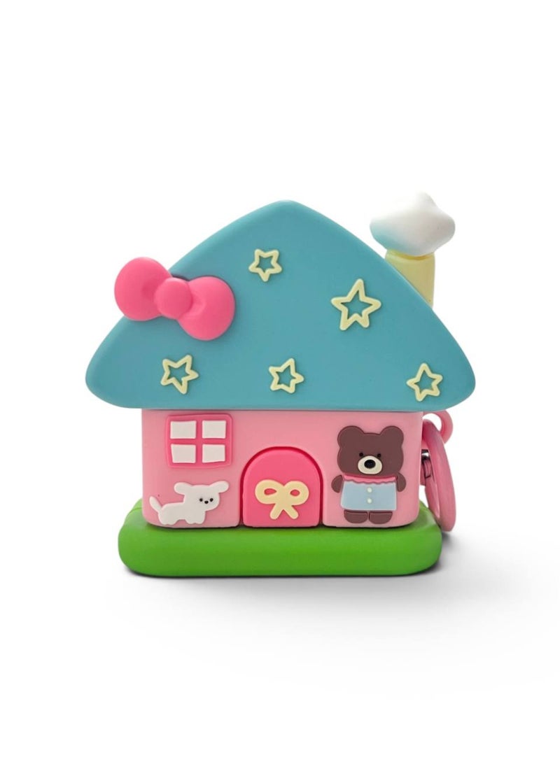 Aura Style Cute House Design AirPods 4 Case, 3D Silicone Protective Cover for Girls and Women, Shockproof, Pink - Image 1