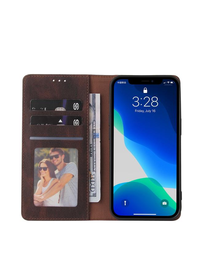 S-TOP Case For iPhone 13 Pro Simple Suction Closure Horizontal Flip Leather Case with Holder & Card Slot & Wallet - Image 4