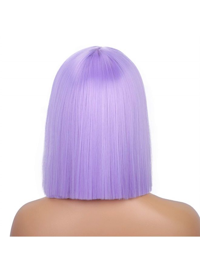 ENTRANCED STYLES Purple Wig Straight Bob Hair 12 Inch Synthetic Lavender Wigs for Women Colorful Cosplay High Temperature Heat Resistant Wig - Image 5