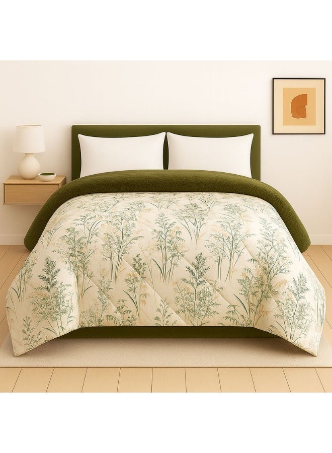 snooze Double Face Winter Fur Quilt, Breeze green design, 220*235cm - Image 1