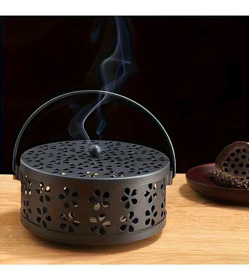 Pink Metal Mosquito Coil Holder Portable Iron Incense Burner For Home Outdoor Decoration Heat Resistant Handle - Image 4