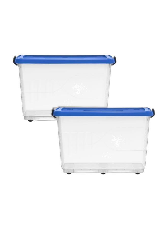 Cosmoplast صندوق تخزين بلاستيكي شفاف سعة 132 لتر مع عجلات وغطاء قابل للقفل (عبوة من 2) - Image 1