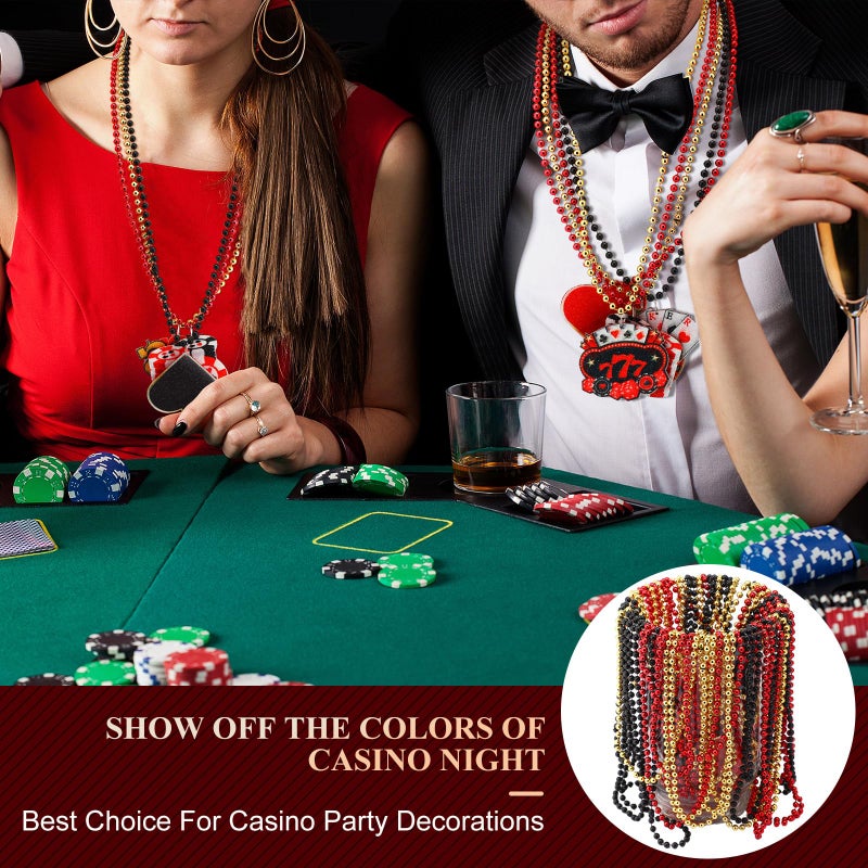 Ferreve 72 Pcs Casino Night Beaded Necklaces Bulk 12 Styles Casino Dice Dollar Sign Necklaces Gold Red Black Beaded Necklace for Birthday Party Favors Supplies (Dice) - Image 4