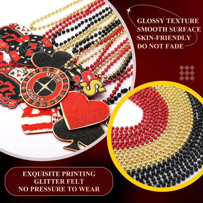 Ferreve 72 Pcs Casino Night Beaded Necklaces Bulk 12 Styles Casino Dice Dollar Sign Necklaces Gold Red Black Beaded Necklace for Birthday Party Favors Supplies (Dice) - Image 5