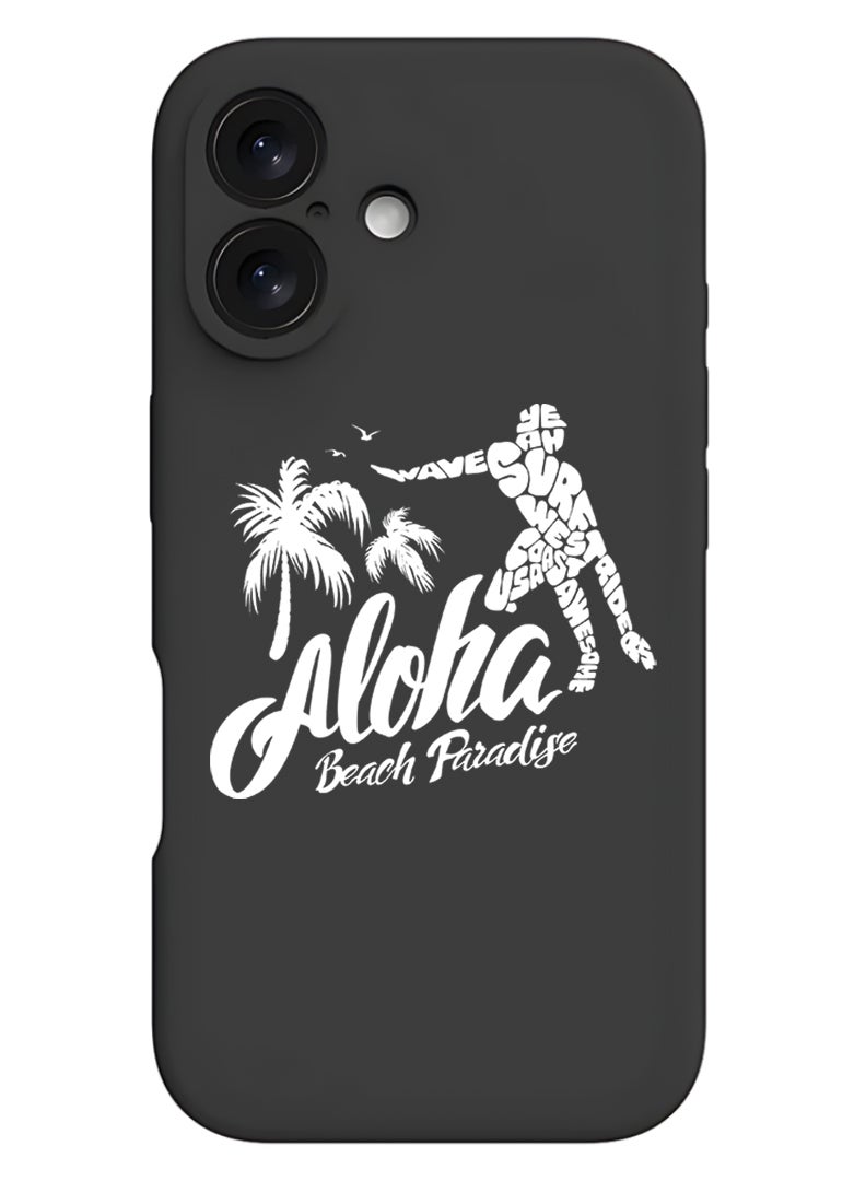 Theodor Protective Slim Fit Case Liquid Silicone Cover with Full Body Protection Anti-Scratch Shockproof Case For Apple iPhone 17 (Black) Aloha Beach Paradise White - Image 1