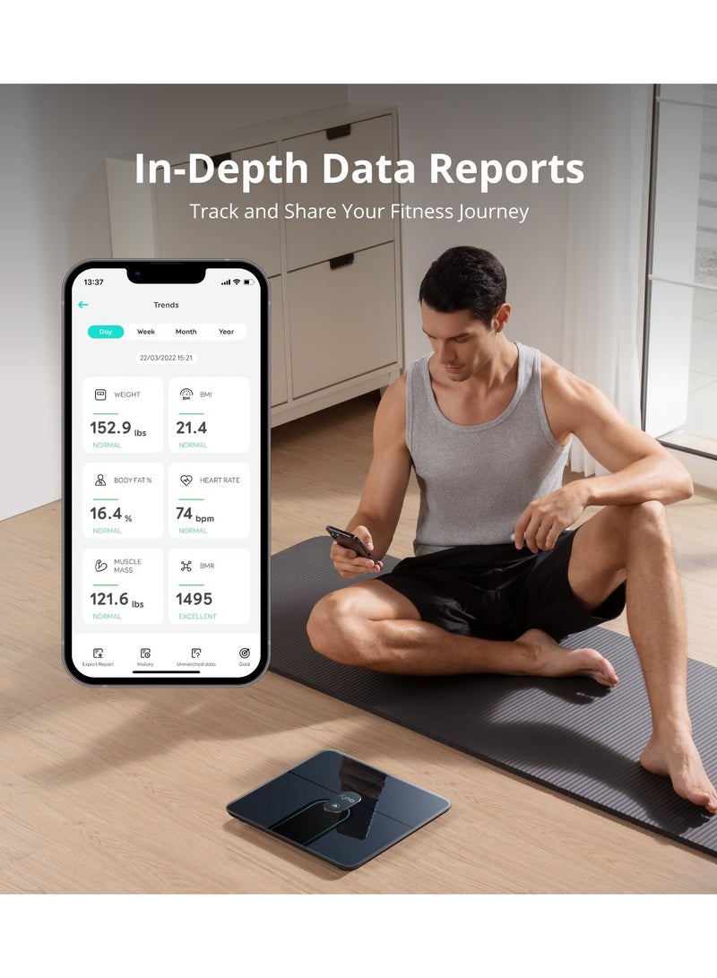 GU Smart Scale P2 Pro Weight Scale With Wi-Fi Bluetooth 16 Measurements Including Heart Rate Body Fat Bmi Muscle And Bone Mass 3D Virtual Body Mode 50 G/0.1 Lb - Image 2