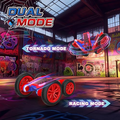 Blissbud Spider Remote Control Car for Kids 24Ghz Fast RC Stunt Cars 360 Rotating 4WD RC Crawler with Lights Rechargeable Car Toy for Boys Ages 6 7 8 9 10 Birthday BlackRed - Image 5