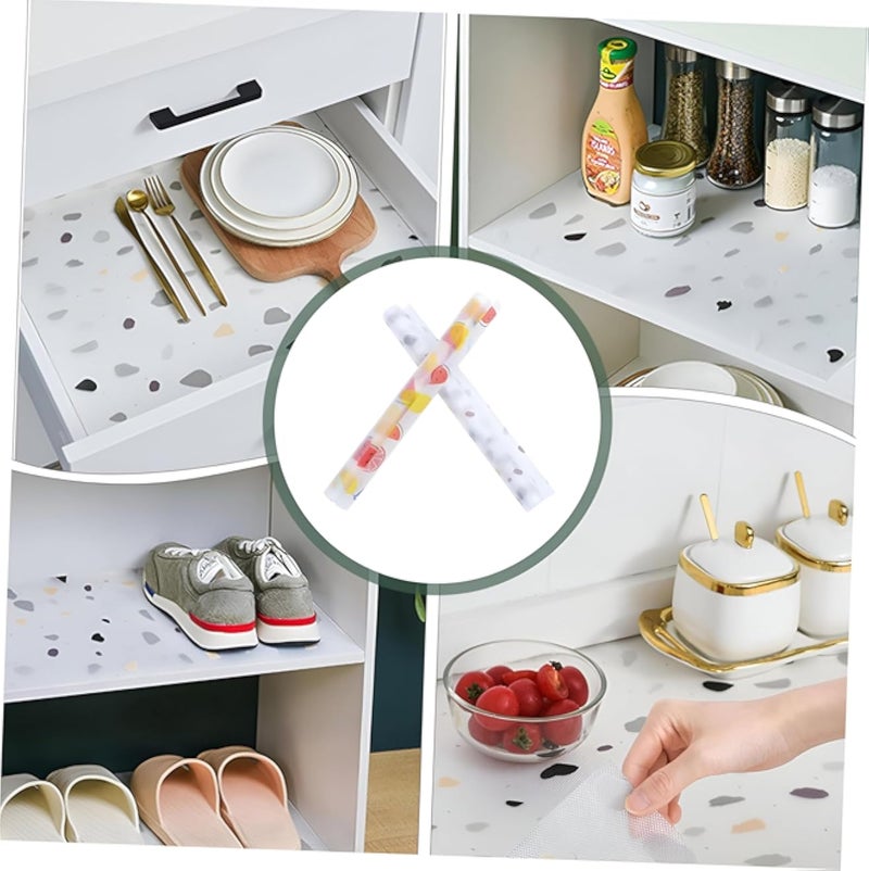 Multifunctional Drawer Protector Roll 1.5m x 45cm - Reliable Dining Mat Tableware Mat Heat Resistant Table Cover for Daily Use (Graphic, 2 Rolls)