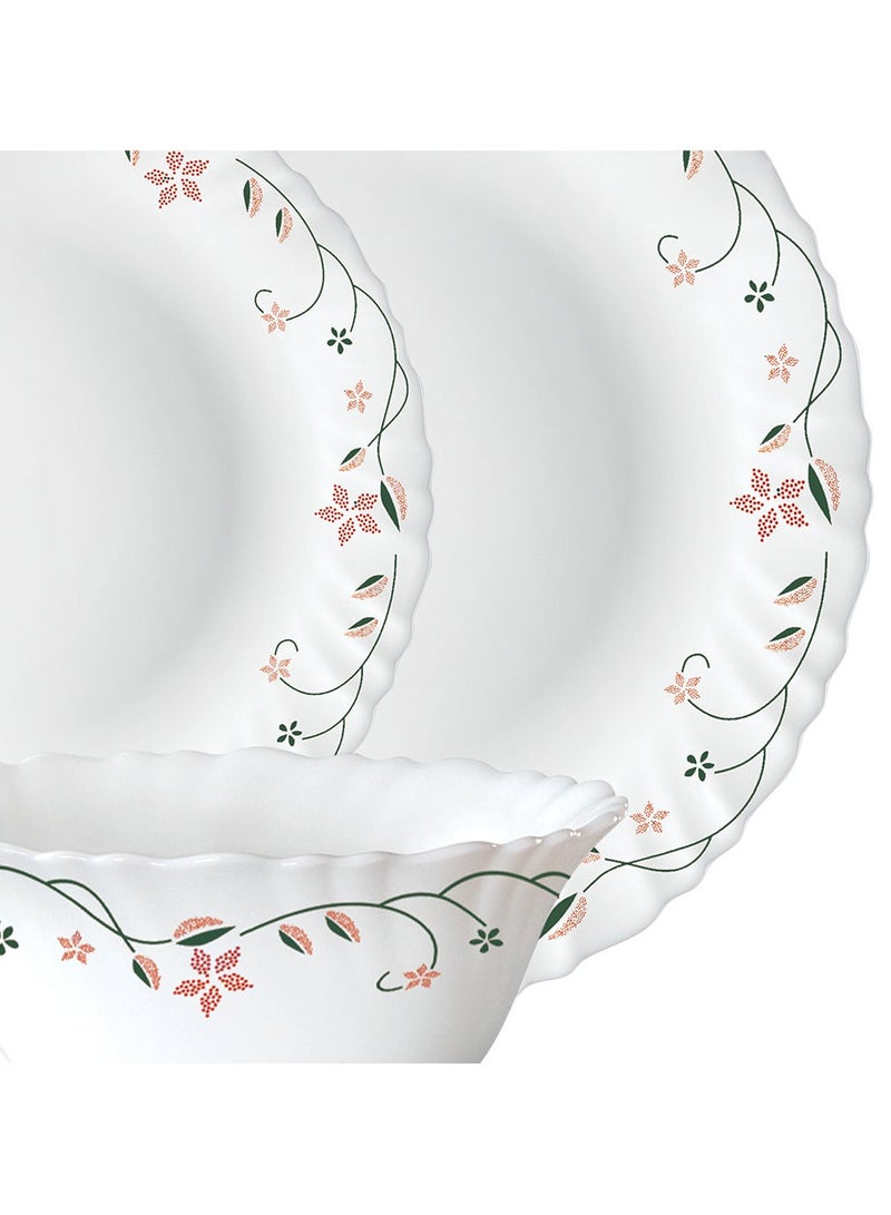 British Chef 20 Pieces Opalware Dinner Set | Microwave & Dishwasher Safe | Garland Dinnerware set with 4-Piece Dinner Plate, 4-Piece Side Plate, 4-Piece Veg Bowl, 4-Piece Mug, 4-Piece Spoons-White - Image 2