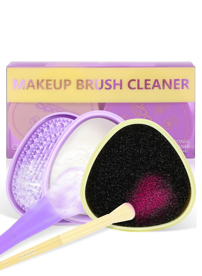 docolor Makeup Brushes Cleaner Set Solid Soap Cleanser with Color Removal Sponge, Makeup Brush Cleaner Mat Brushes Shampoo for Cleaning Makeup Sponges, Brushes & Applicators Vegan (coconut oil)  - Image 1