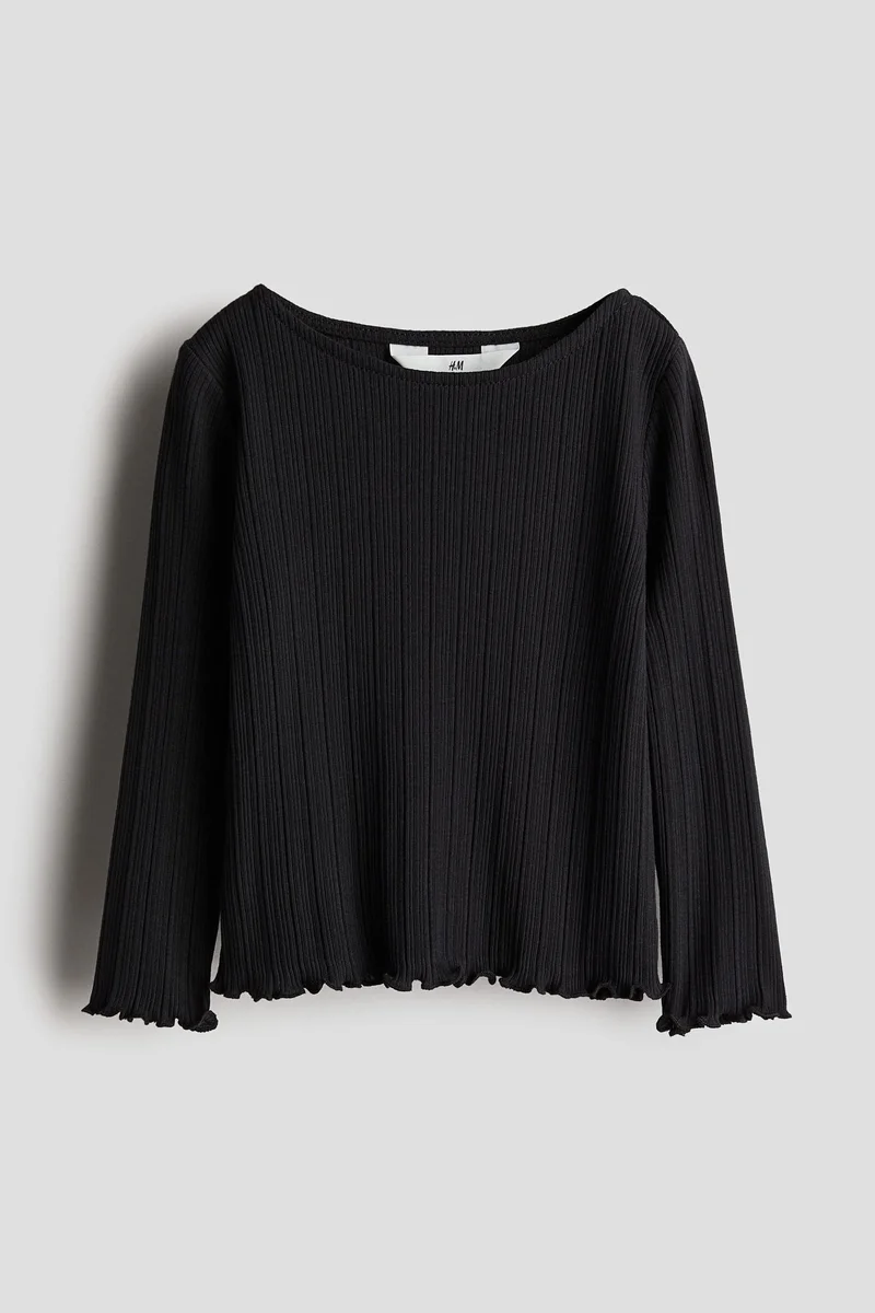 H&M Overlock-Detail Ribbed Top