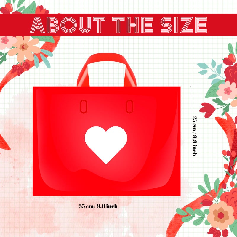 Wesnoy 100 Pcs Valentine's Day Plastic Shopping Bags Bulk 10 x 13'' Large Gift Bags with Handle Valentines Gift Bag Heart Reusable Shopping Bag for Galentines Valentine Party Supplies (White) - Image 3