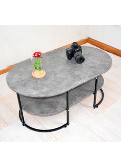 NKX Multifunctional Oval Coffee Table Wing Gray With Black Frame  - Image 4
