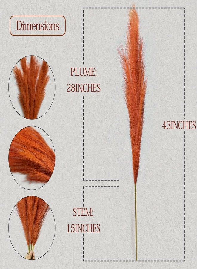 MAXROCK Faux Pampas Grass, 3PCS Large Tall 43'' Fluffy Artificial Fake Pompous Grass for Boho Decor Home Kitchen Wedding Decoration Floor Vase Filler - Image 5