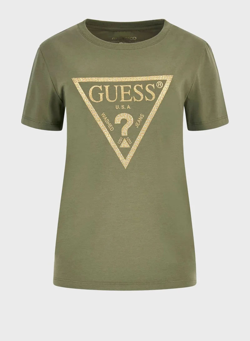 GUESS Crew Neck Logo Printed T-Shirt