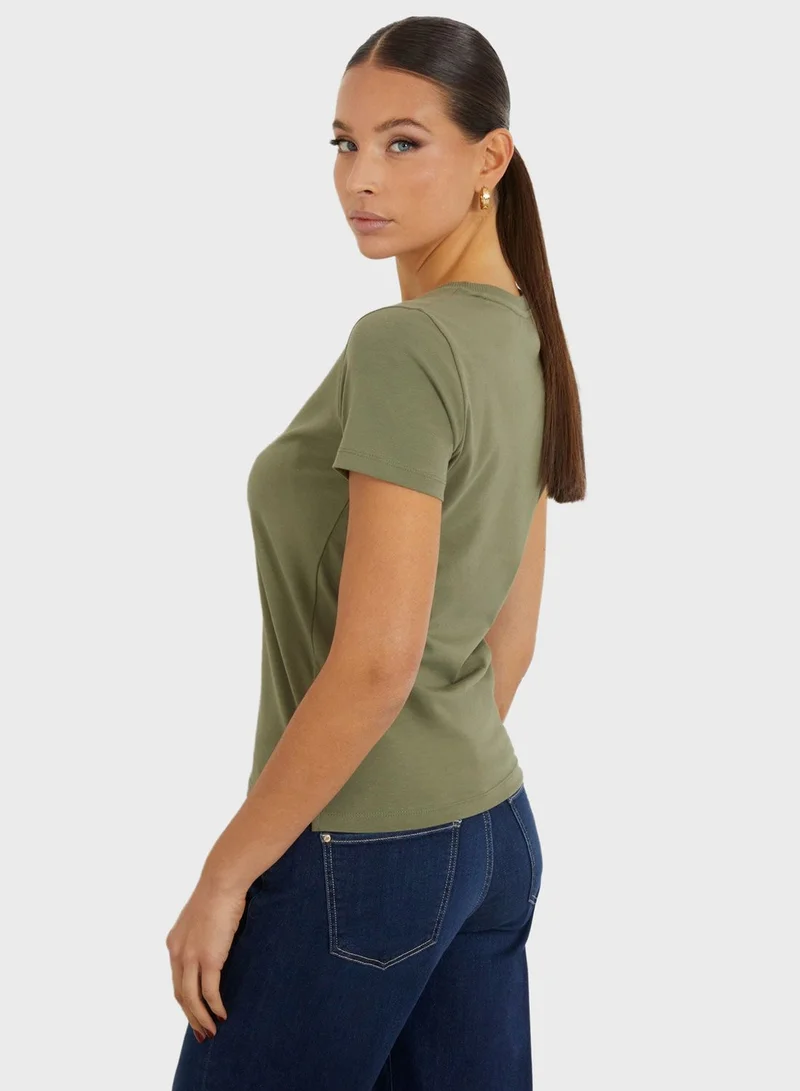 GUESS Crew Neck Logo Printed T-Shirt