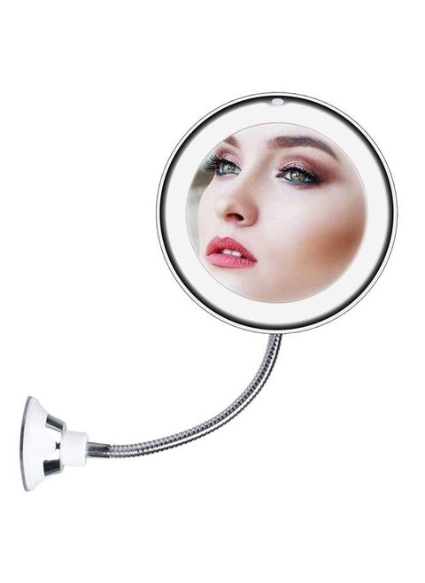 10x Magnifying Mirror with Light, Flexible Gooseneck Make up Mirror with Lights and Magnification, Battery Operated Cordless Magnified Mirror with Suction Cups for Wall Bathroom