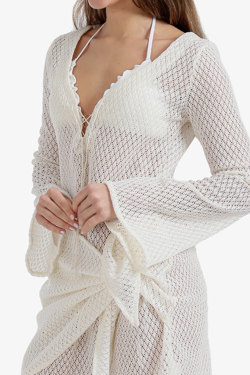 Carina Perforated Pattern Beach Dress - Image 4