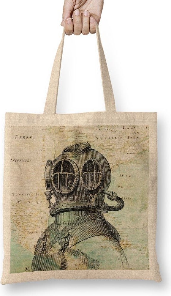 Baskı Dükkanı Print Shop Scuba Diving Tote Bag Long Handle 