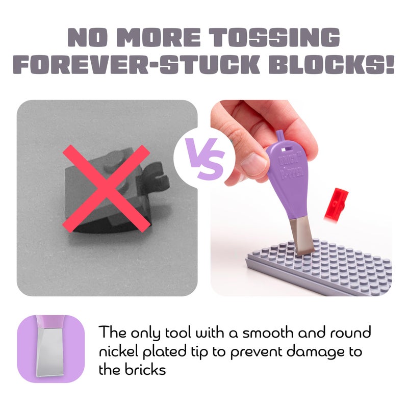 Brick Popper مفرق الطوب - أسرع مفرق طوب في العالم - أداة فعالة للأطفال والبالغين - للأعمار 6+ - أداة أساسية (بنفسجي) - Image 1